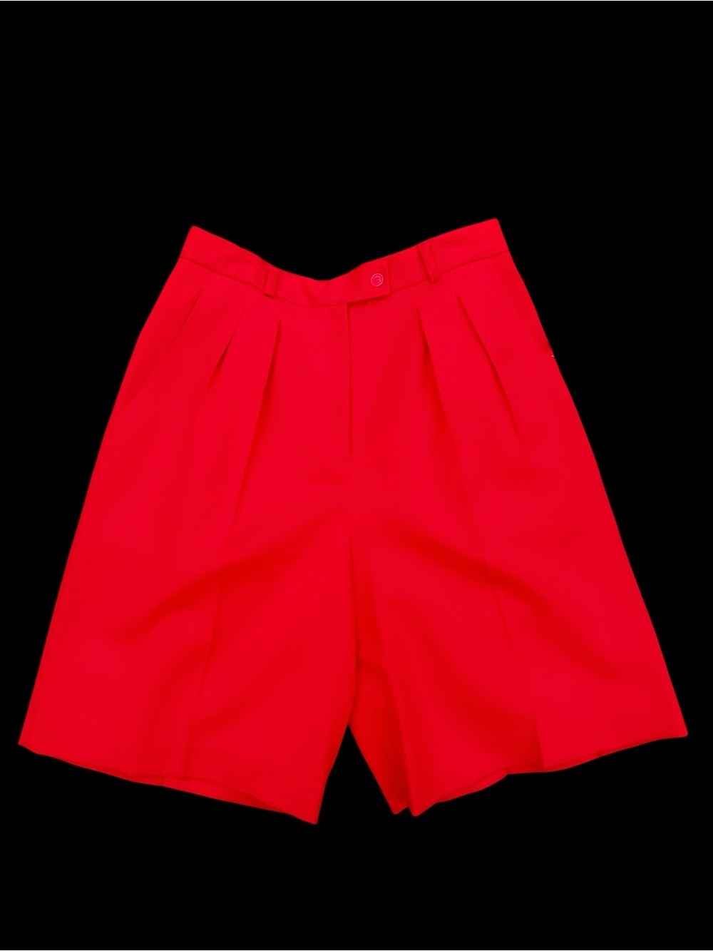 VTG Preston & York Wool Shorts Womens 12 Red Pleated High Waist Lined  90s  26W - Picture 1 of 7